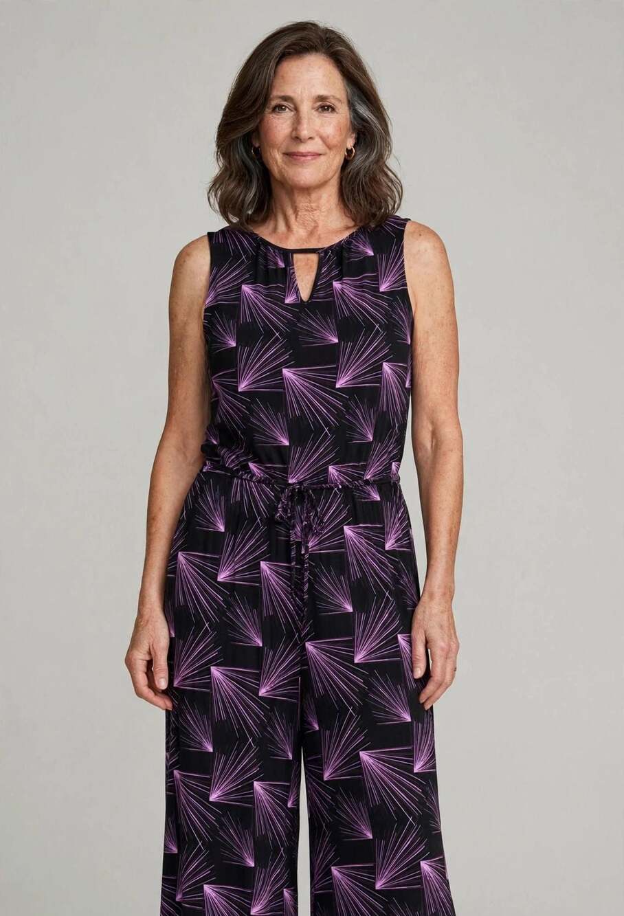 Antthony Original Sleeveless Abstract Print Maxi Jumpsuit , Size Medium